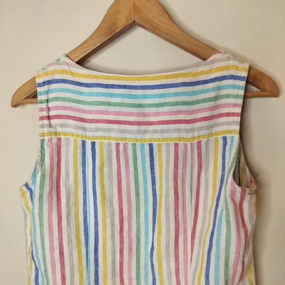 Boden Linen Rainbow Stripe Dress w/ Pockets - Picture 11 of 12